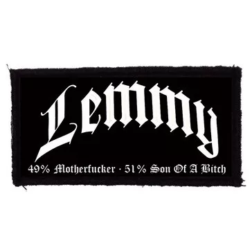 LEMMY: 49% Motherfucker (9,5 cm x 4,5 cm) (felvarró)