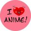 I LOVE ANIME (nagy jelvény, 3,7 cm)