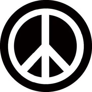 PEACE: b/w (circle, 9,5 cm) (felvarró)