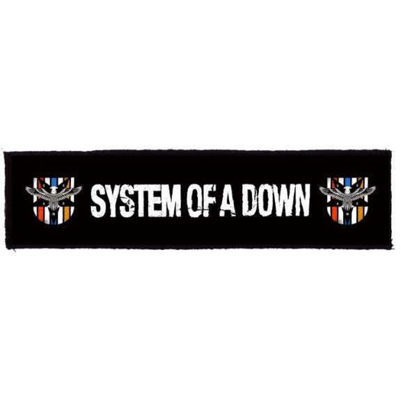 SYSTEM OF A DOWN: Logo Superstrip (22 cm x 5 cm) (felvarró) SYSTEM OF A DOWN: Logo Superstrip (22 cm x 5 cm) (felvarró)