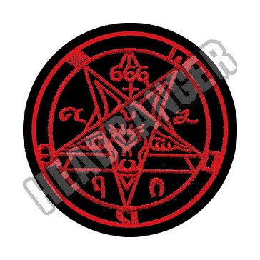 BAPHOMET PENTAGRAM 666 (red, circle, 9.5 cm)