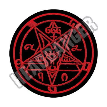 BAPHOMET PENTAGRAM 666 (red, circle, 9.5 cm)