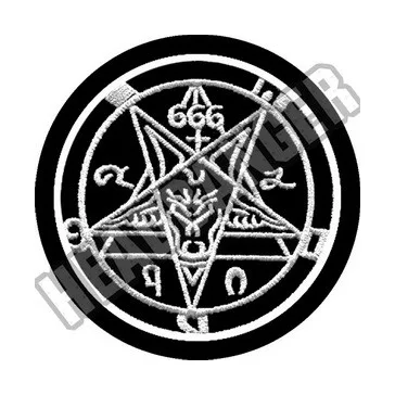 BAPHOMET PENTAGRAM 666 (white, circle, 9.5 cm)