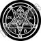 BAPHOMET PENTAGRAM 666 (white, circle, 9.5 cm)