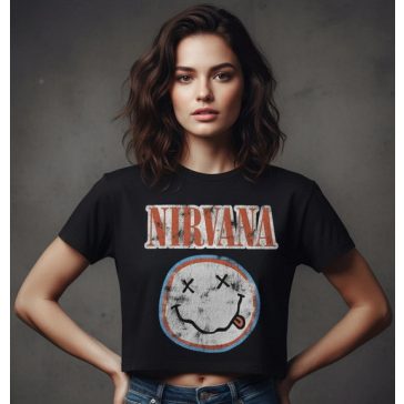 NIRVANA: Logo Distressed (ladies crop top)
